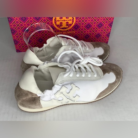 NWT Tory Burch Vintage Authentic Double T Trainer Sneakers White/ Ivory/ Size 7M - Picture 4 of 16